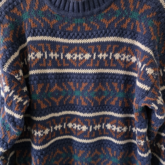 Honors M Vintage 90s Coogi Style Eclectic Grandpa Dadcore Chunky Knit Sweater - Picture 8 of 13